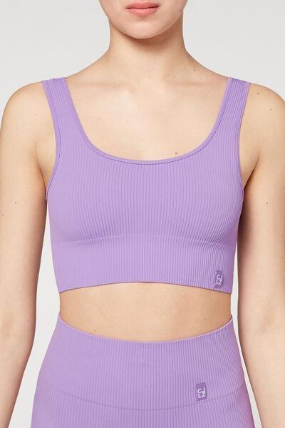 Purple Ribbed Seamless Sport Top, , large image number 3