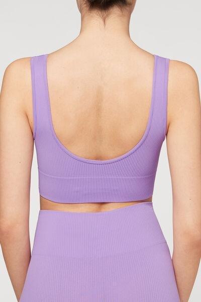 Purple Ribbed Seamless Sport Top, , large image number 4