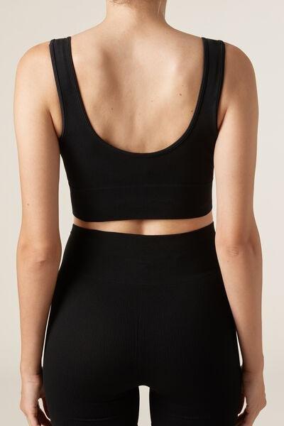 Black Seamless Sports Top, Black, large image number 2