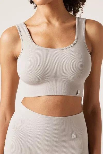 Grey Seamless Sports Top, 5501_029F, large image number 1