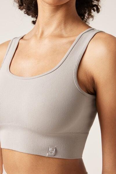 Grey Seamless Sports Top, 5501_029F, large image number 3