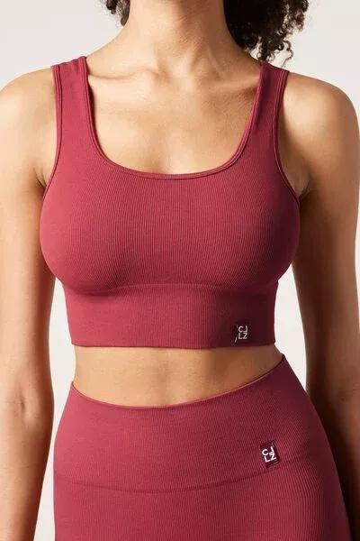 Red Seamless Sports Top, 5501_030F, large image number 1