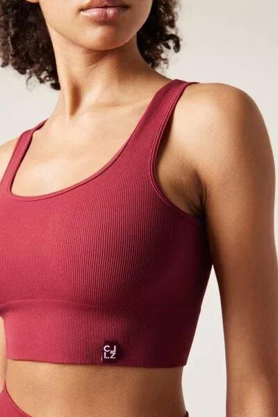 Red Seamless Sports Top, 5501_030F, large image number 3