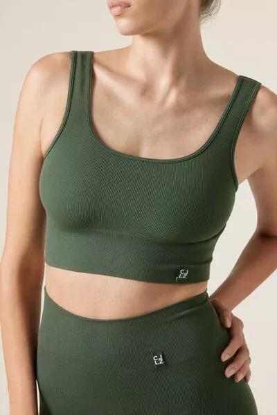 Green Seamless Sports Top, 5501_032F, large image number 0