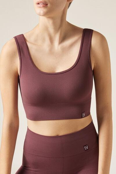 Maroon Seamless Sports Top, 5501_081F, large image number 3