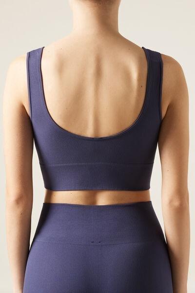 Blue Seamless Sports Top, 5501_084F, large image number 2