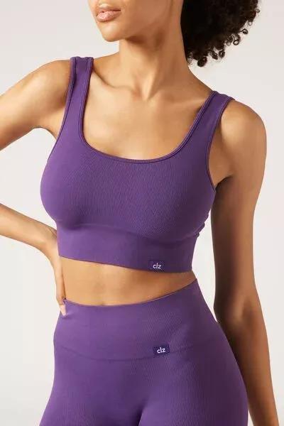 Purple Seamless Sports Top, 5501_133F, large image number 1