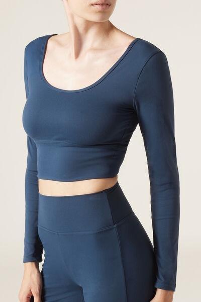 Navy Plain Basic Cropped Top, 5501_034F, large image number 0