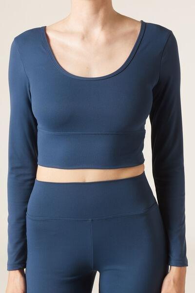 Navy Plain Basic Cropped Top, 5501_034F, large image number 1