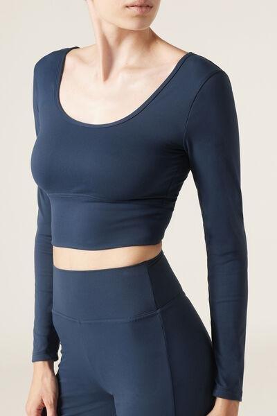 Navy Plain Basic Cropped Top, 5501_034F, large image number 1