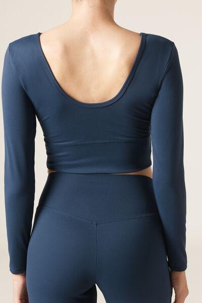 Navy Plain Basic Cropped Top, 5501_034F, large image number 2