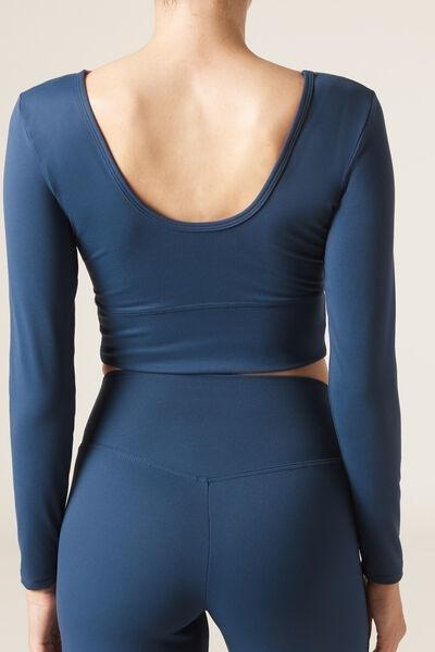 Navy Plain Basic Cropped Top, 5501_034F, large image number 2