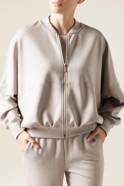 Grey Plain Oversized Sweatshirt, 5501_072F, large image number 0