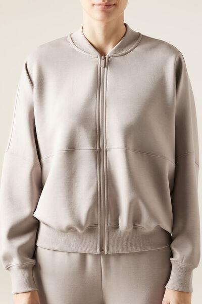 Grey Plain Oversized Sweatshirt, 5501_072F, large image number 1