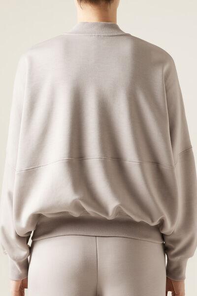 Grey Plain Oversized Sweatshirt, 5501_072F, large image number 2