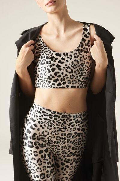 Bianco/Nero Animal Print Crop Top, , medium