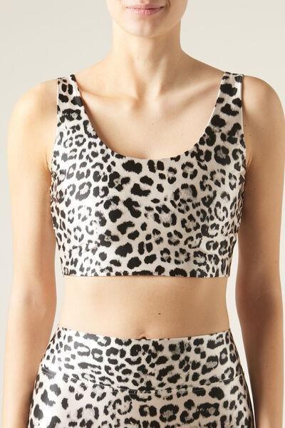 Bianco/Nero Animal Print Crop Top, , large image number 1