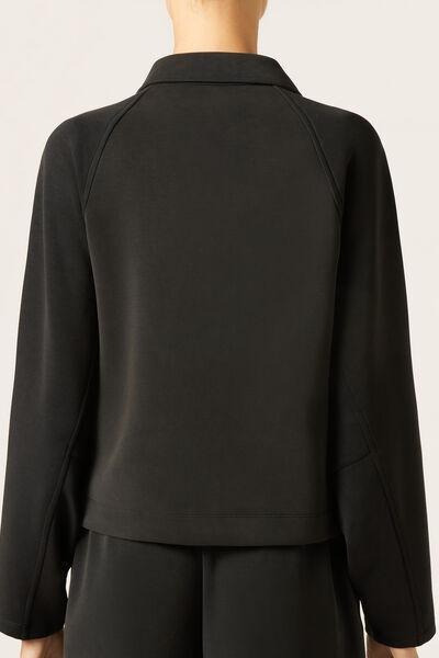 Black Luxe Lounge Pocketed Sweater, Black, large image number 2