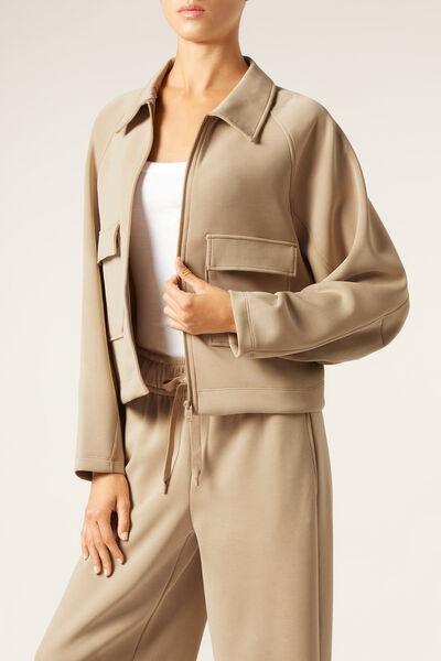 Beige Luxe Lounge Pocketed Sweater, 5501_107F, large image number 3