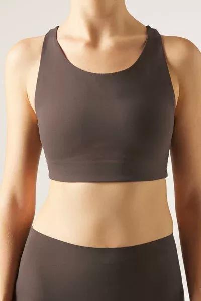 Brown Compact Sculpt Stretch Cotton Top, 5501_110F, medium