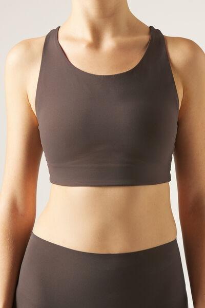 Brown Compact Sculpt Stretch Cotton Top, , large image number 1