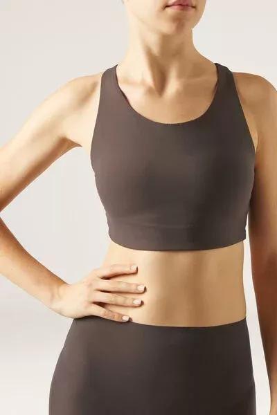 Brown Compact Sculpt Stretch Cotton Top, 5501_110F, medium