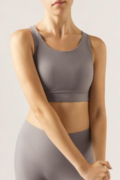 Brown Compact Sculpt Stretch Cotton Top, , large image number 0