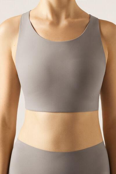 Brown Compact Sculpt Stretch Cotton Top, , large image number 1