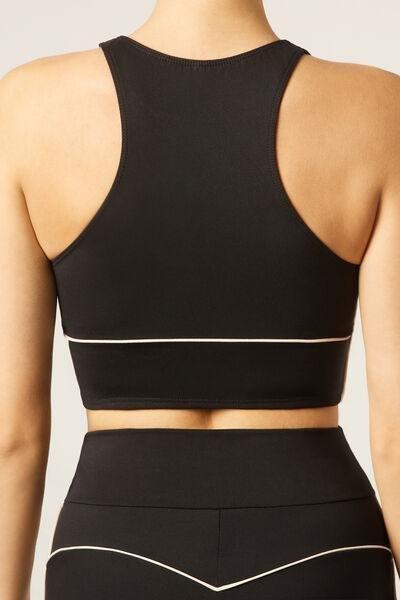 Black Soft Touch Piping Top, , large image number 2