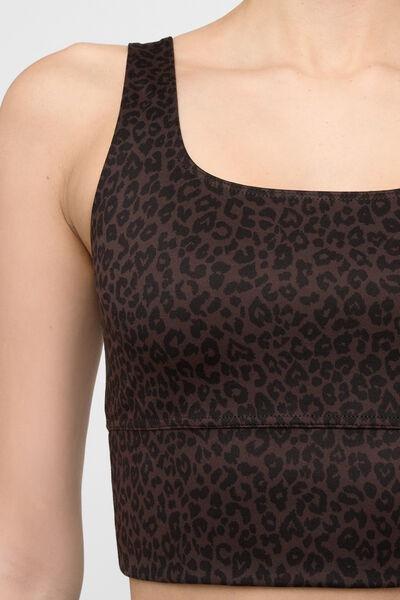 Brown Animal Print Soft Touch Top, 5501_209F, large image number 3