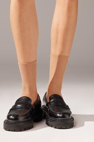 Beige Fishnet Mesh Socks, Natural Fishnet, large image number 1