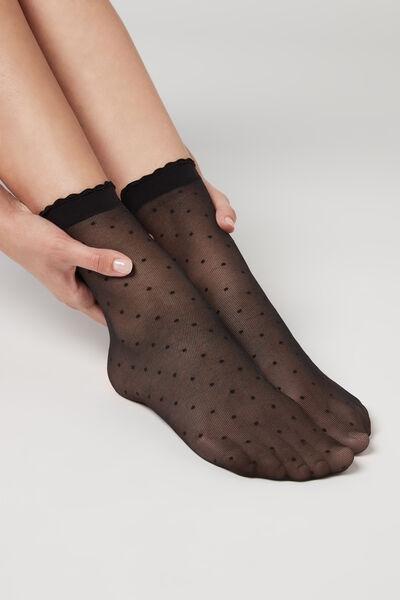 Calzedonia - Black Polka-Dots Classic Patterned Socks - One-Size