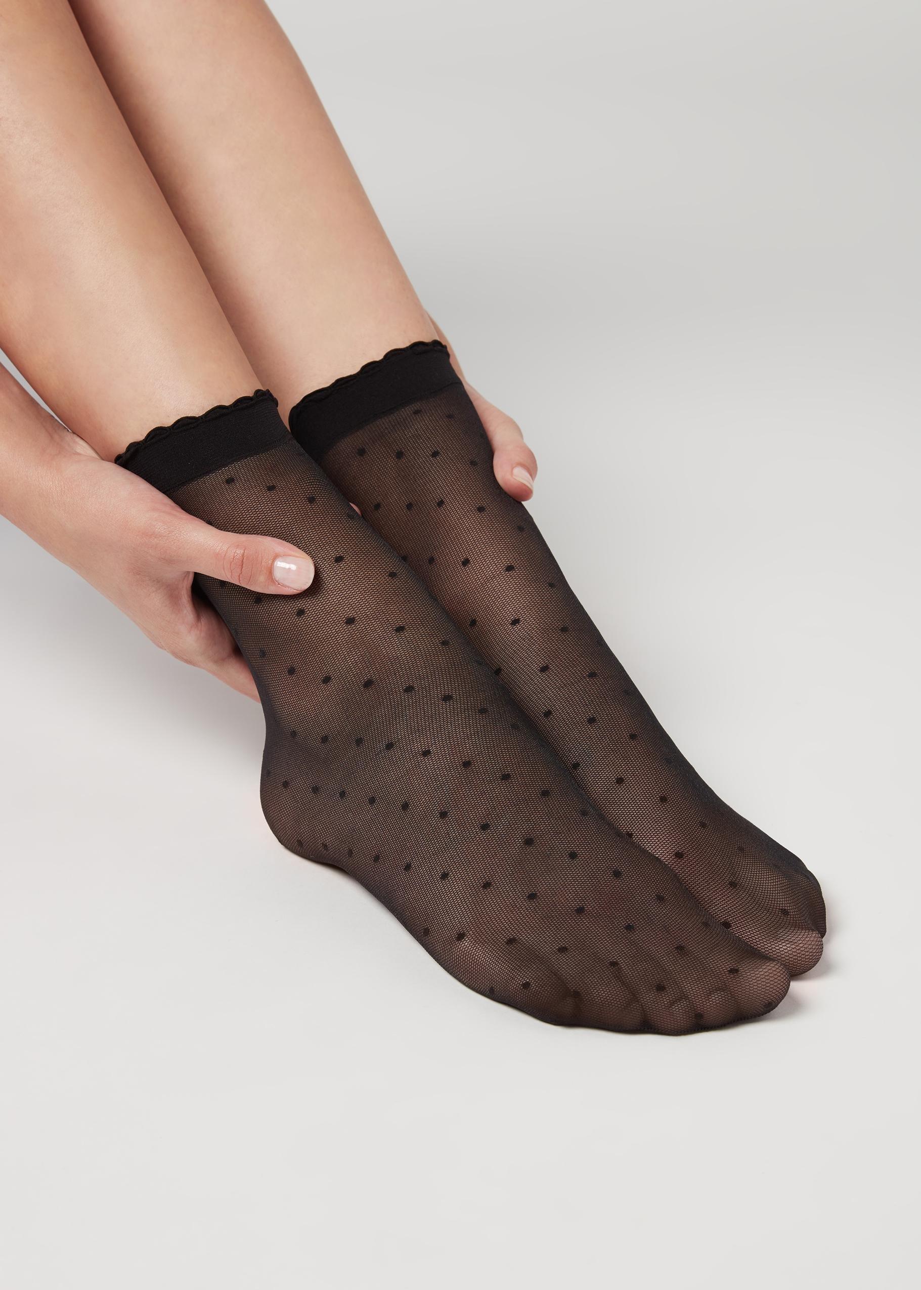 جوارب كلاسيكية منقطة بولكا سوداء, Black Polka Dots, large image number 1