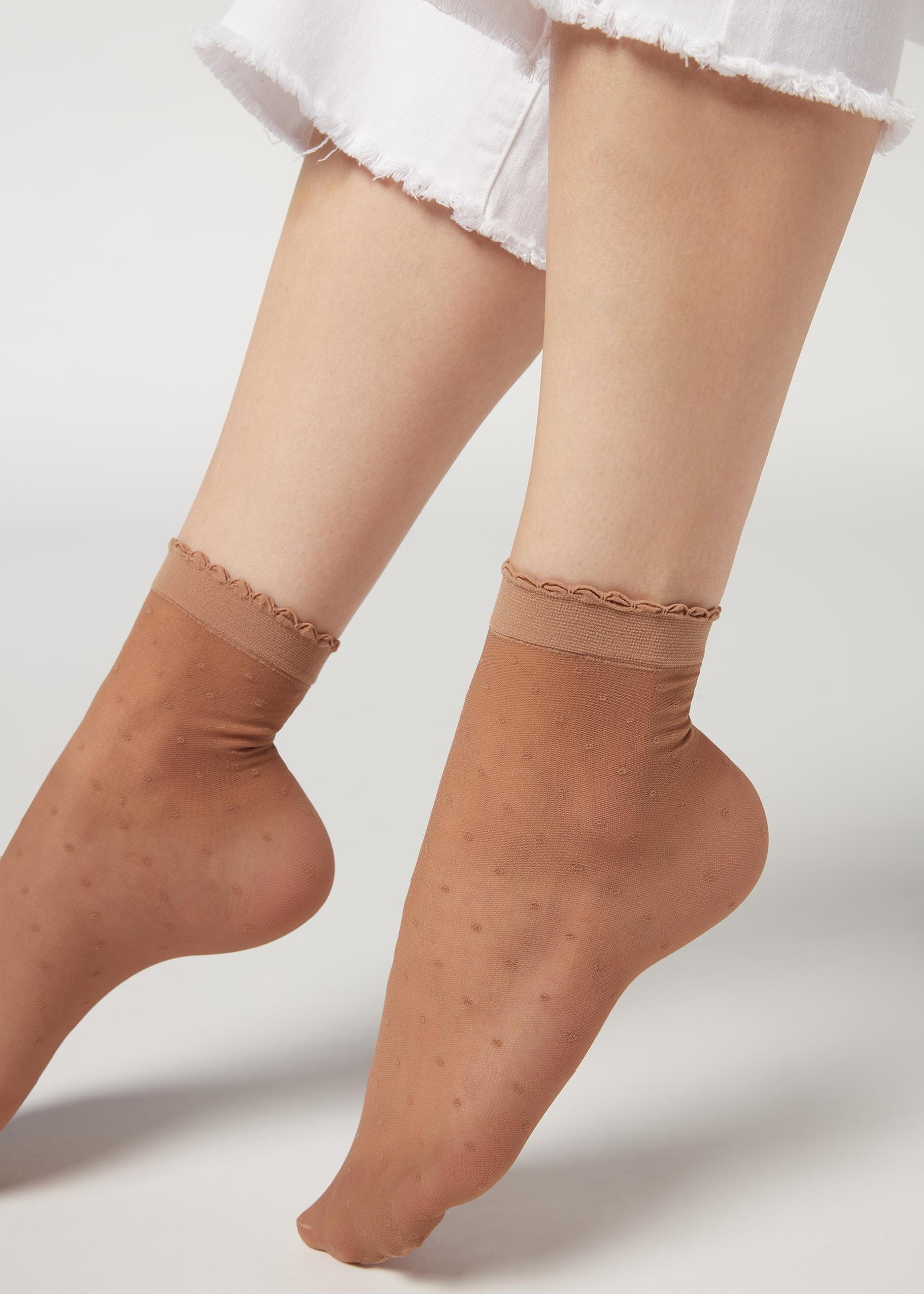 Beige Classic Patterned Socks, Natural Elixir Polka Dot, large image number 1