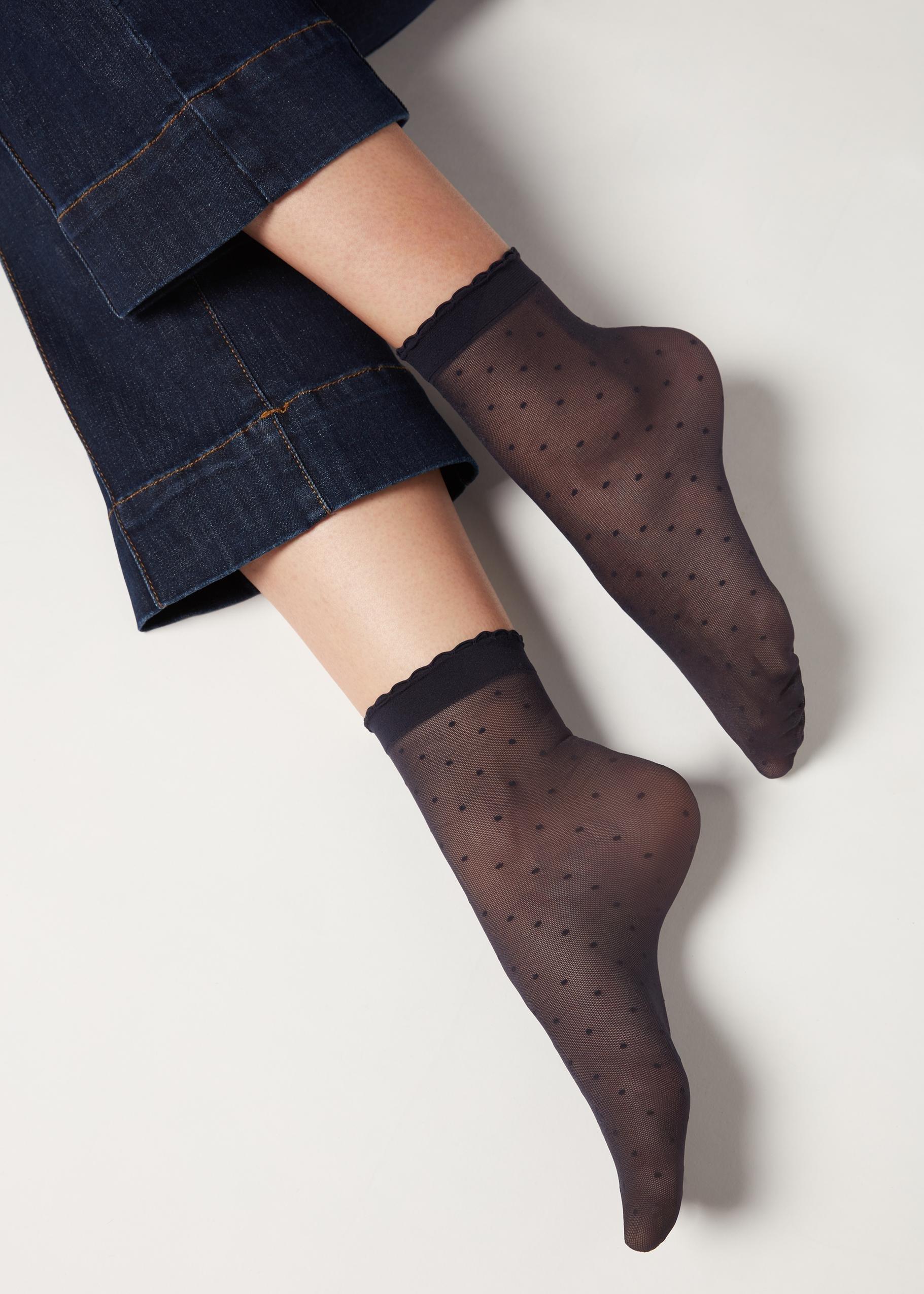 Blue Polka-Dots Classic Patterned Socks - One-Size, Blue Polka Dots, large image number 0