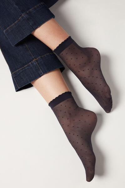 Blue Polka-Dots Classic Patterned Socks - One-Size, Blue Polka Dots, large image number 1