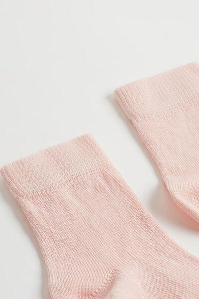 Pink Cotton Short Socks, Baby, , large image number 0