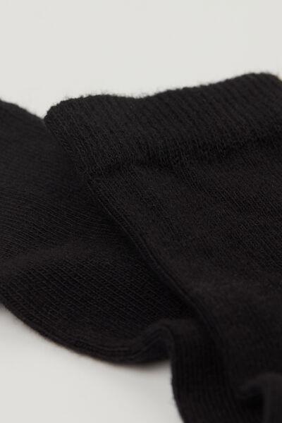 Black Short Cotton Socks, Baby Unisex, Black, medium