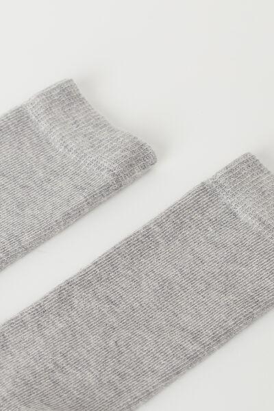 Grey Fleece Long Soft Cotton Socks, Kids Unisex, , large image number 0