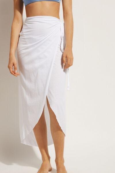 White Long Wraparound Sarong, , large image number 0