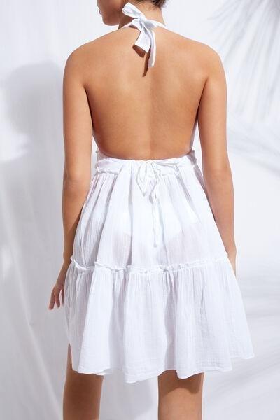 White Short Fabric Dress, Women - One-Size, , large image number 5