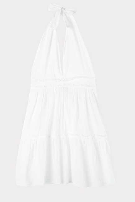 White Short Fabric Dress, Women - One-Size, , large image number 7