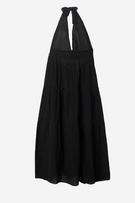 Black Long Fabric Dress With Drawstring, Women - One-Size, , large image number 7