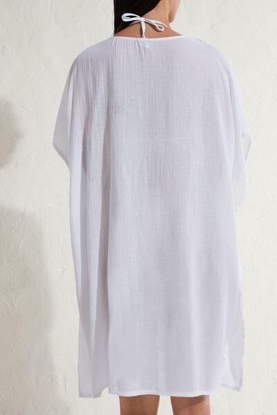 White Crochet Neck Kaftan, , large image number 2