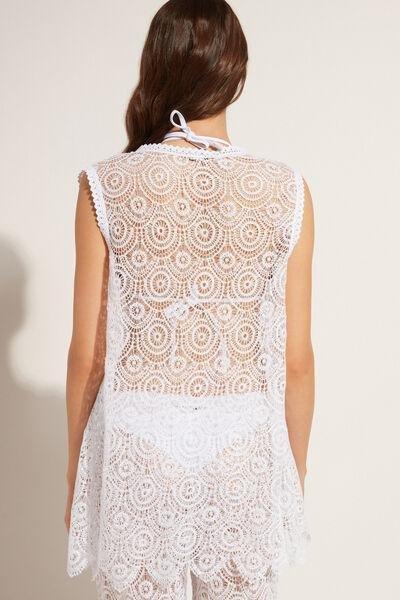 White Crochet Gilet, , large image number 2