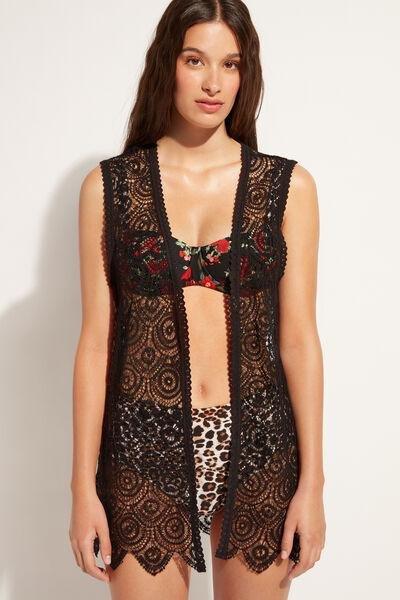Black Crochet Gilet, , large image number 1