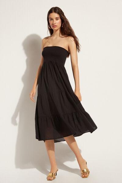 Black Cotton Skirt Dress, , large image number 0
