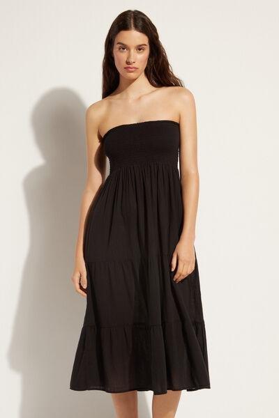 Black Cotton Skirt Dress, , large image number 1