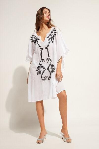 White Embroidered Kaftan, , large image number 0