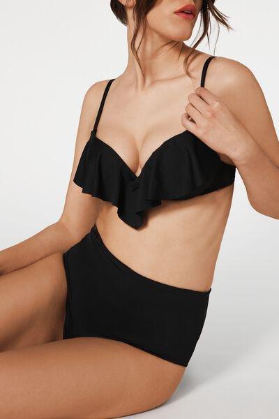Black Super-Padded Push-Up Indonesia Bikini Top With Ruffle, Women, , large image number 3